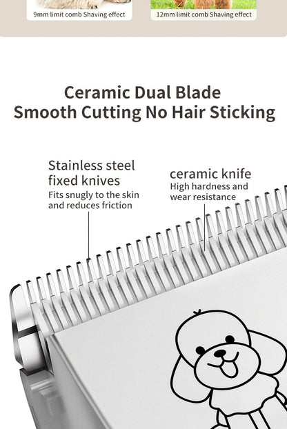Rechargeable Cordless Pet Grooming Clippers with LED Display - Professional Wireless Dog Hair Trimmer, Detachable Blades, 4 Comb Guides, Low Noise 36V USB Charging, for Dogs Cats Small Animals