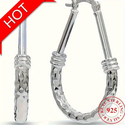 S925 Sterling Silver Hoop Earrings Italian Classic Design Elegant Luxury Daily Wear Engagement Wedding Gift for Wife Girlfriend