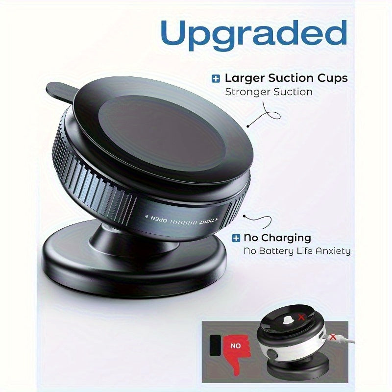 Magnetic Phone Holder with Vacuum Suction Cup, 360° Adjustable Hands-Free Phone Mount for Car, Gym, Mirror & Smooth Surfaces, Universal Magnetic Suction Phone Stand Compatible with All Smartphones