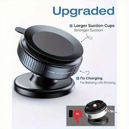 Magnetic Phone Holder with Vacuum Suction Cup, 360° Adjustable Hands-Free Phone Mount for Car, Gym, Mirror & Smooth Surfaces, Universal Magnetic Suction Phone Stand Compatible with All Smartphones