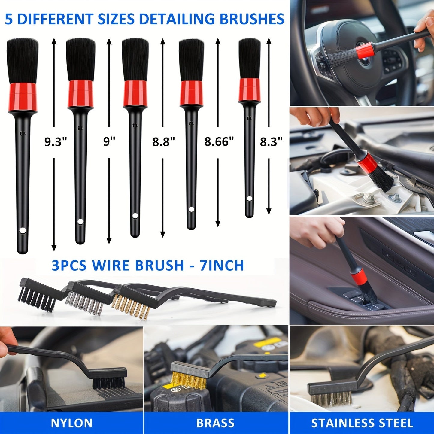 Car Wash Detailing Kit 19 or 41 Piece Handheld Vacuum Collapsible Bucket Tire Brush Windshield Tool Snow Shovel Cleaning Gel Complete Car Care Set Yellow Pink