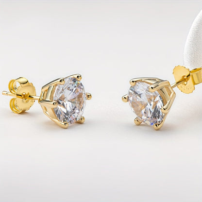 Moissanite Stud Earrings for Women S925 Sterling Silver – 0.5CT 1CT 2CT 3CT Vintage Style Diamond Alternative Earrings in Gold Silver Elegant Jewelry Gift