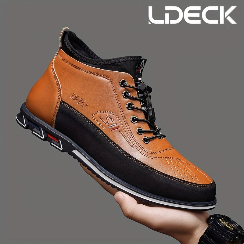 Men's High Top Business Casual Dress Shoes – Lace-Up Formal Oxford Sneakers for Office & Suit, 13 Colors, US Sizes 6.5–13.5