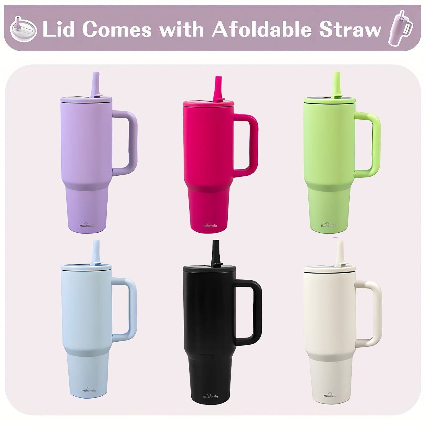 Stainless Steel Insulated Tumbler with Lid and Foldable Straw, Double Wall Vacuum Travel Cup Keeps Hot 12H Cold 24H, 6 Colors for Home Office Car & Travel – Christmas Birthday Gift