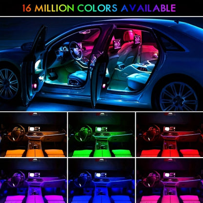 Car LED Neon Interior Light Strips USB Powered – High Brightness Automotive Ambient Lighting Kit, Foot Well Neon Accent Lights, Interior Mood Lights