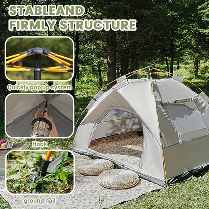 Automatic Instant Setup Camping Tent 1-4 Person All-Season Windproof Lightweight Tent with Dual Doors & Mesh Windows for Camping Hiking Travel – Durable Portable Outdoor Shelter