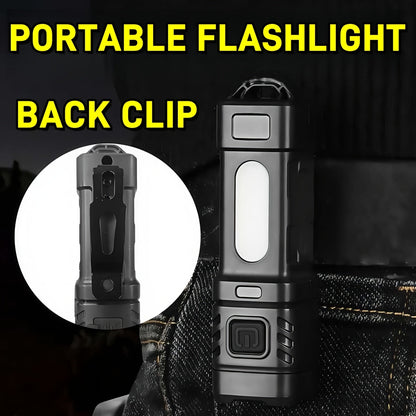 Mini Rechargeable LED Flashlight 3 or 6 Pack, 2000 Lumens COB 4 Modes USB-C Charging, Compact Handheld Flashlight with Back Clip & Built-In Battery for Camping Hiking Hunting Emergency