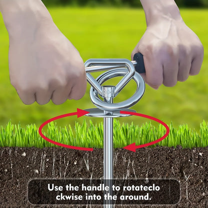 Heavy Duty Dog Stake Tie Out – 304 Stainless Steel Spiral Ground Anchor with 360° Swivel, Anti-Tangle, Holds Up to 200 lbs, for Camping, Beach & Yard Use