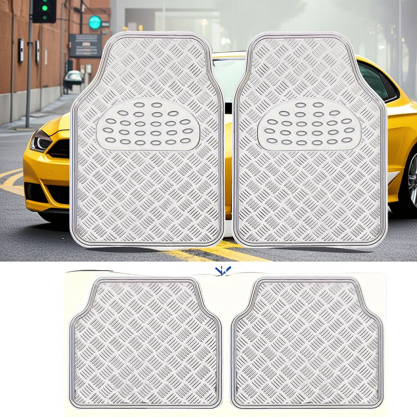 4-Piece Car Floor Mats Set Waterproof All-Weather Heavy Duty - Non-Slip Dustproof Easy Clean Universal Fit for SUV Truck Sedan, Full Coverage Interior Protection Mats in Multiple Colors
