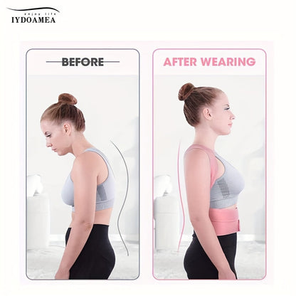 Posture Corrector Back Brace for Women & Men – Adjustable Breathable Shoulder Lumbar Support Straightener Belt for Upper & Lower Back Pain Relief, Waist 25–29 Inch