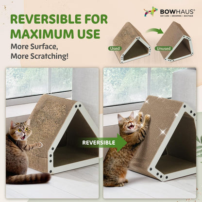 Large House-Shaped Cat Scratcher Lounger – Reversible 5-Layer Cardboard Cat Scratching Pad & Board, 16x14x12 Inch, Protects Furniture, for Indoor Cats of All Sizes, Brown/White