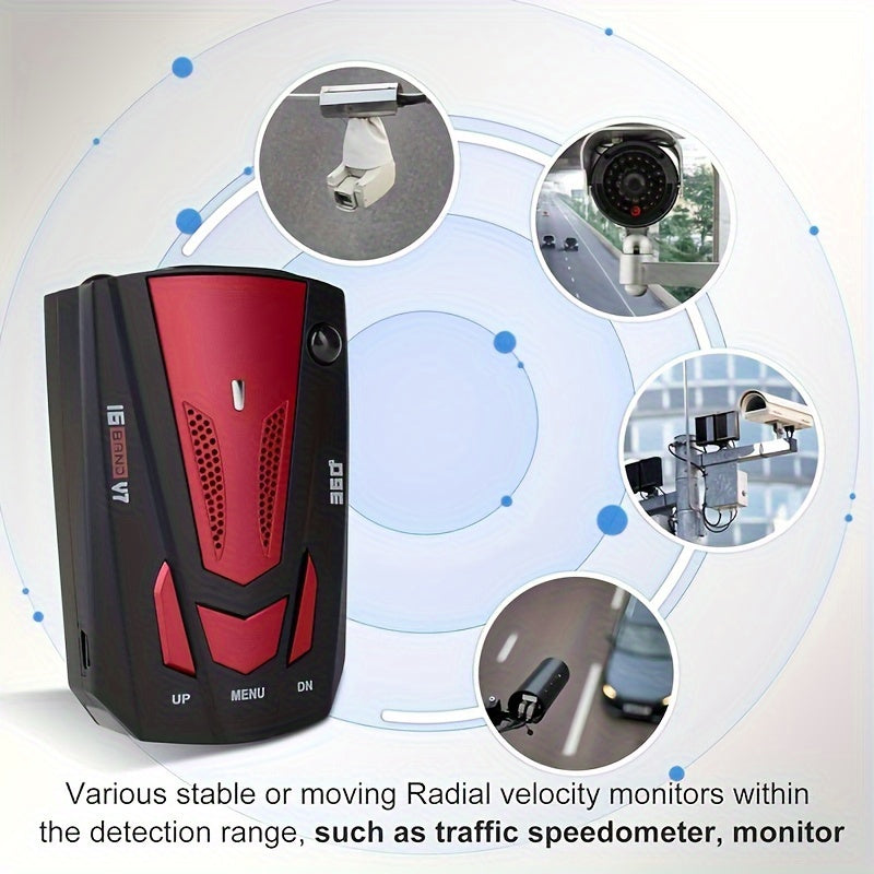 16-Band Car Radar & GPS Detector – 360° LIDAR & Anti-Speed Camera Detection, Voice Alarm, Real-Time Threat Alerts for Safer Driving