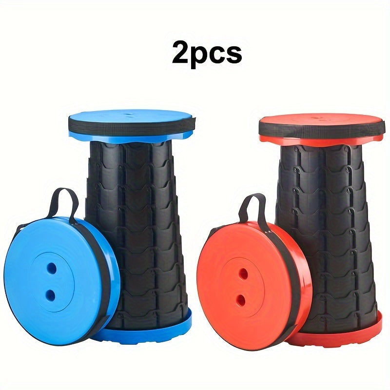 Collapsible Folding Stool 2-Pack Portable Lightweight 400LB Capacity - Retractable Camping Fishing Hiking Kitchen BBQ Indoor Outdoor Seat