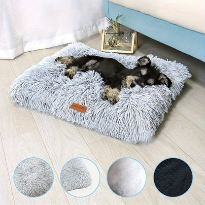 Extra Large Plush Dog Bed & Cat Pad – Thick Warm Polyester Cushion with Removable Washable Cover, Calming Pet Furniture for All Dog Breeds & Cats