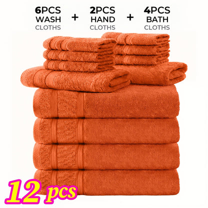 Cotton Bath Cloths Set 12 or 24 Piece – Hotel Quality Highly Absorbent Quick-Dry Washcloths for Bathroom Spa Gym Home Dark Gray Blue White Purple Orange