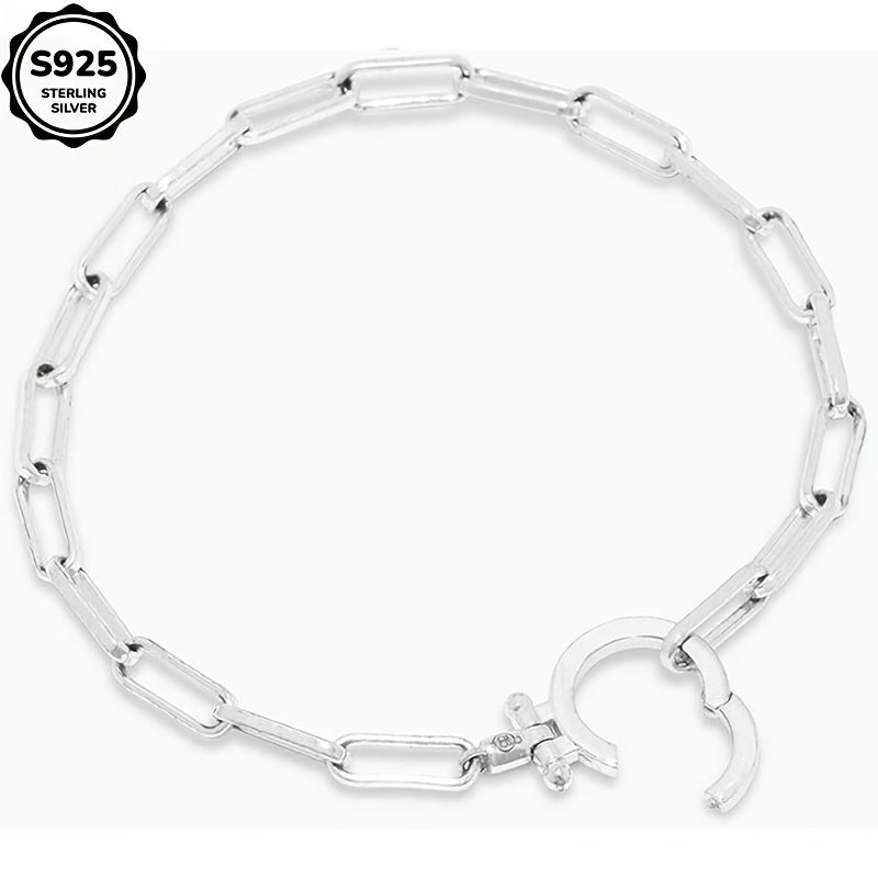 925 Sterling Silver Parker Link Bracelet for Women - Paper Clip Chain Iconic Buckle Elegant Luxury Boho Bracelet Gift for Wife Mom Friend - Valentine's Day Christmas Birthday