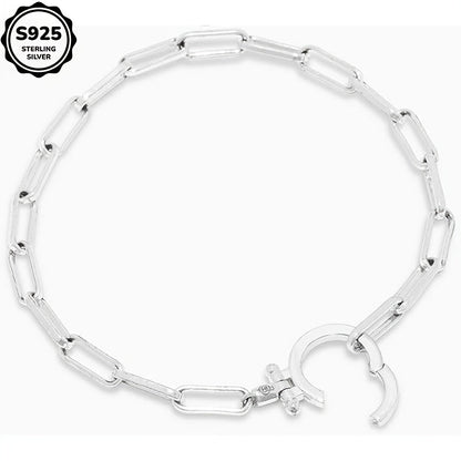 925 Sterling Silver Parker Link Bracelet for Women - Paper Clip Chain Iconic Buckle Elegant Luxury Boho Bracelet Gift for Wife Mom Friend - Valentine's Day Christmas Birthday
