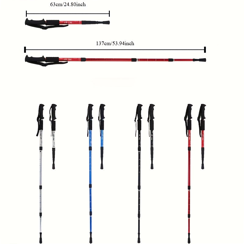 Foldable Aluminum Alloy Hiking Stick Adjustable Trekking Pole with Quick-Lock for Men & Women – Lightweight, Collapsible Walking Stick for Hiking, Backpacking & Trail Walking Outdoor Accessories