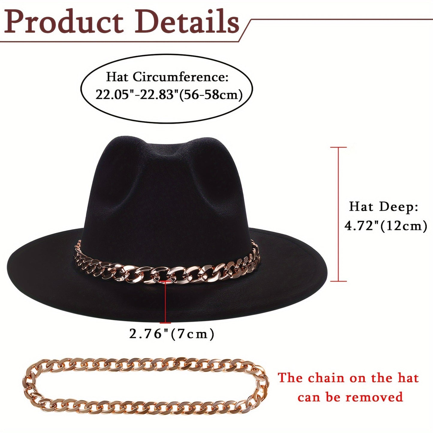 Wide Brim Cowboy Hat for Men & Women – Western Felt Fedora Cowgirl Cap, Classic Jazz Panama Trilby Style, Sun Hat for Outdoor Festivals, Travel & Everyday Casual Wear