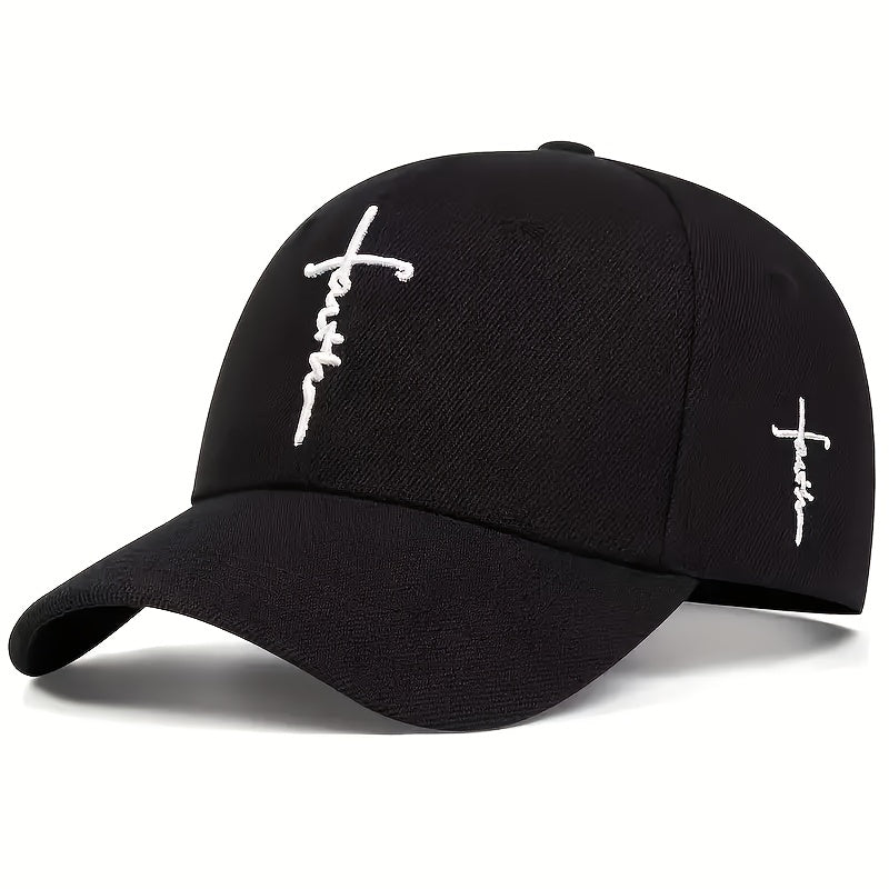 4pcs Faith-Themed Cross-Stitch Baseball Caps for Men & Women – Adjustable Lightweight Polyester Solid Color Casual Sports Sun Hat for Outdoor Travel Beach, Christmas Father's Day Gift