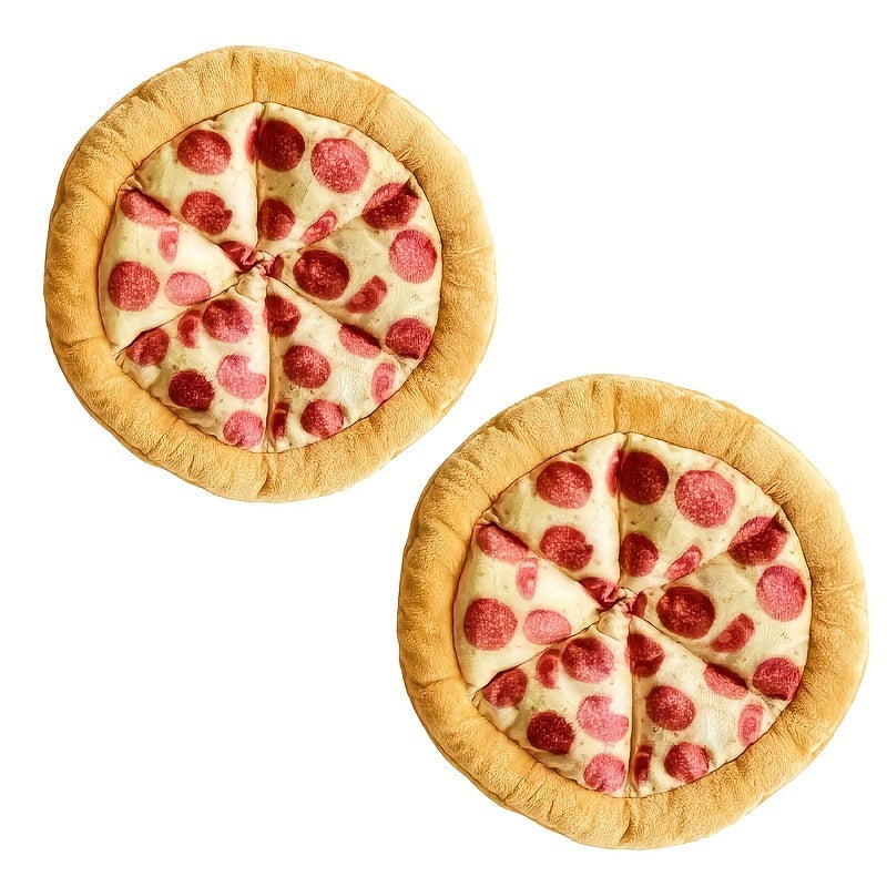 Squeaky Pepperoni Pizza Plush Dog Toy – Soft Polyester Interactive Squeaker Chew Toy for All Breeds, Fun Food-Themed Dog Toy for Puppies & Adult Dogs