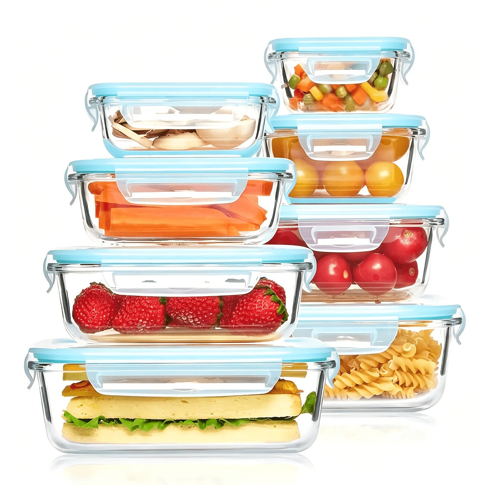 Glass Food Storage Containers Set with Lids – 24 or 16 Piece Airtight Meal Prep Containers, Microwave Oven Freezer Safe, BPA-Free, Perfect for Salads Fruits Vegetables Lunch Box Picnic