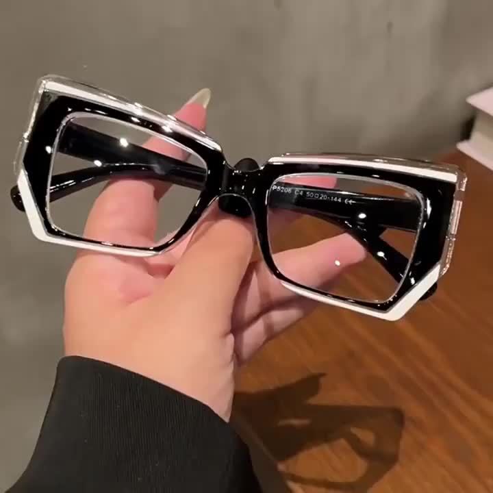 Women's Cat Eye Blue Light Blocking Computer Glasses – Trendy Lightweight Color Block Frame, Transparent PC Lens, Fashion Eyewear with Case for Screen Time Eye Protection, Holiday Gift