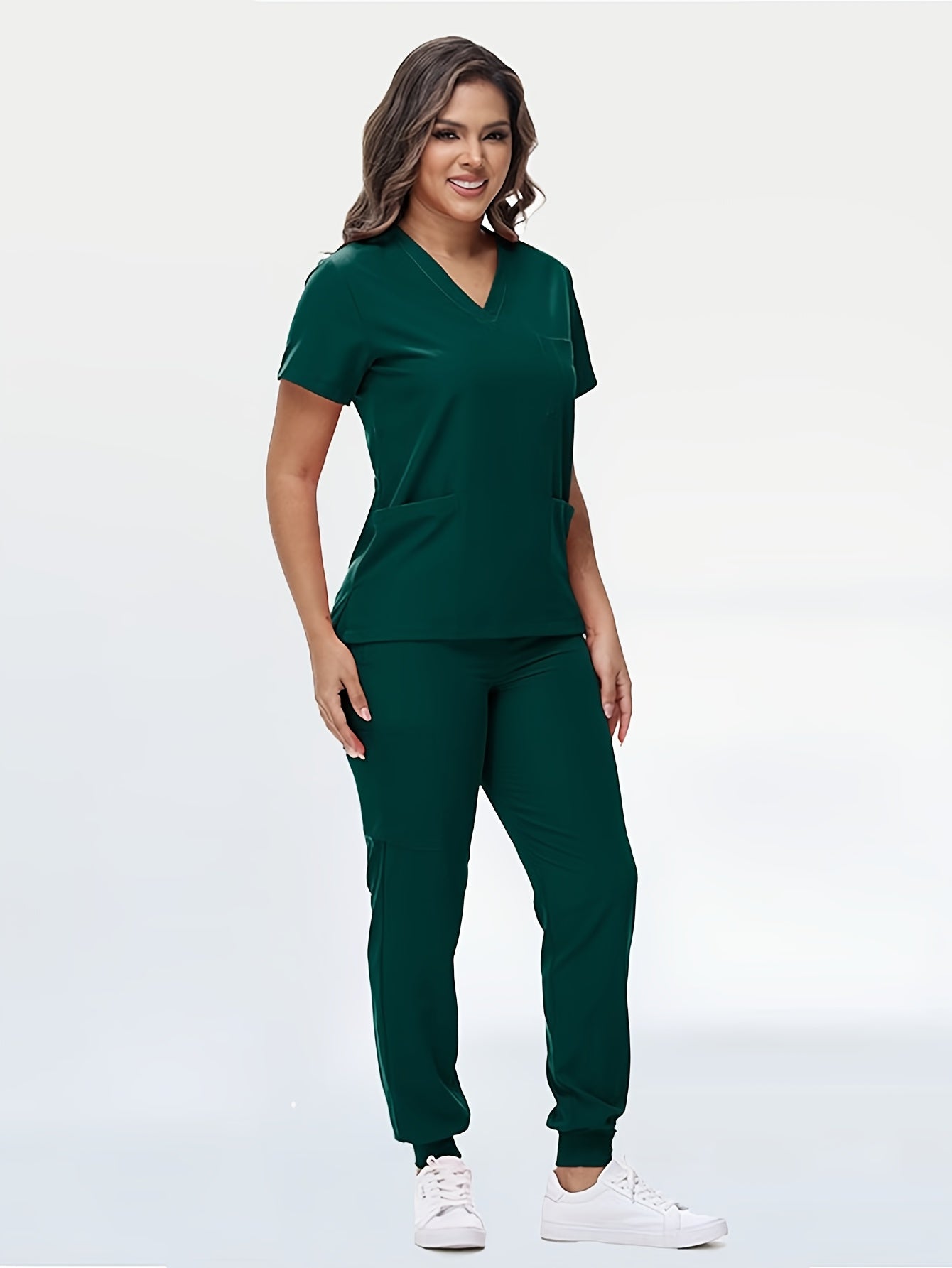 Unisex Medical Scrubs Set – Breathable Quick-Dry V-Neck Top & Drawstring Jogger Pants, Nursing Uniform for Women & Men, 7 Colors, Sizes S-XXL, Ideal for Hospitals, Dental Clinics & Veterinary Work