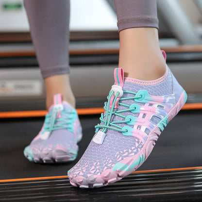 Barefoot Water Shoes for Women & Men – Ultra-Flexible Non-Slip Quick-Dry Beach Swim Shoes for Hiking, Fishing, Swimming, Fitness & Amphibious Sports, Fluorescent Green, Purple & Pink, US 5-11.5