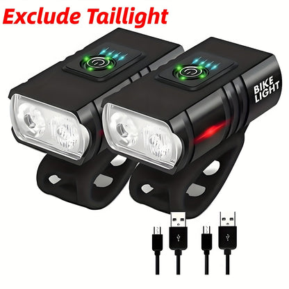 LED Bike Light Set USB-C Rechargeable 1500 Lumen – Front & Rear Bicycle Lights, 6+4 Modes, Waterproof, Power Display, Fast Charging, Safe Night Cycling Light for Road Mountain Bike