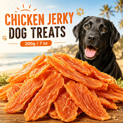 Chicken Jerky Dog Treats - Real Dried Chicken for Dogs, High Protein & Easy to Digest, Healthy Long-Lasting Training Reward Snack for Small, Medium & Large Breed Puppies and Adult Dogs