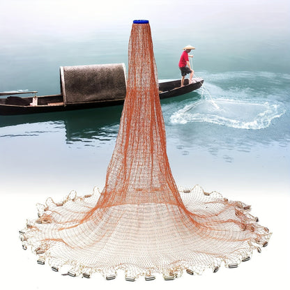 Cast Net for Fishing with Zinc Sinkers & Strong Nylon Mesh – Large Diameter Throw Net for Saltwater & Freshwater, 2.4M 3.6M 4.8M Options for Bass, Bait & Trap Fishing