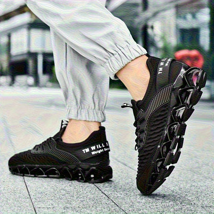 Men's Breathable Running Shoes Lightweight Fish Scale Fabric Upper Durable Outsole Low Top Lace-Up for Running Hiking Walking Casual Sports White Black US 7-13.5