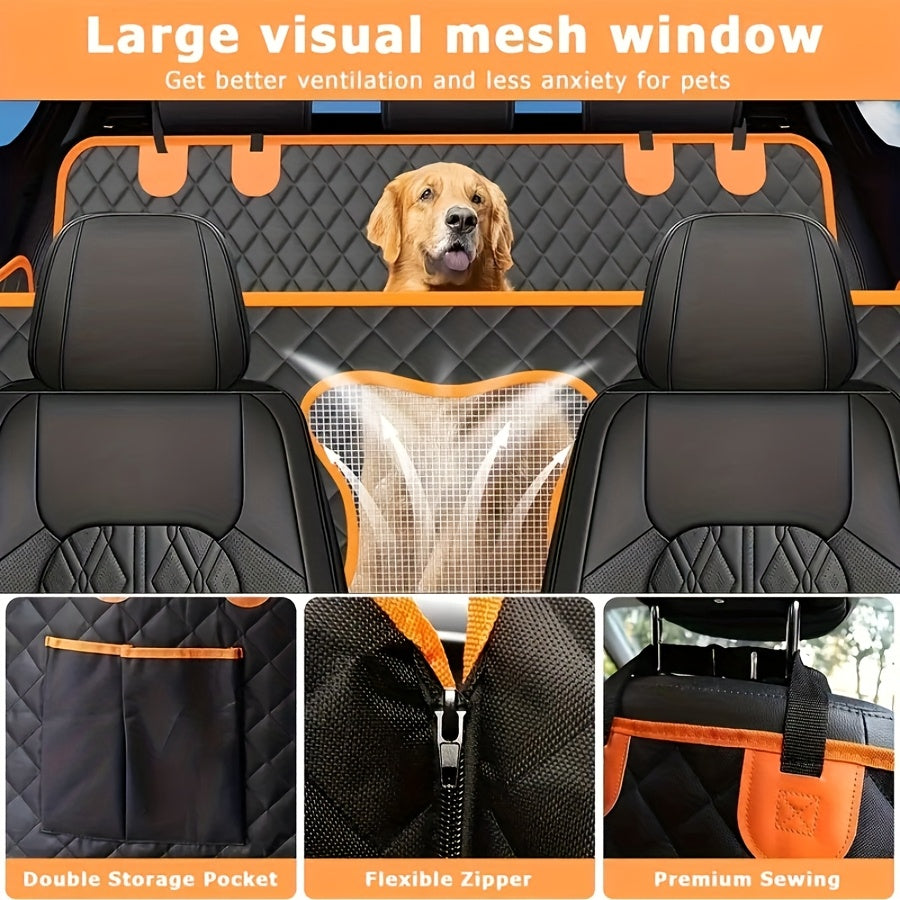 Heavy Duty Dog Car Seat Cover Waterproof Non-Slip Backseat Protector Scratch-Proof Spill-Proof Nylon Pet Seat Cover SUV Sedan Truck Side Flap Door Protection Easy Install Machine Washable