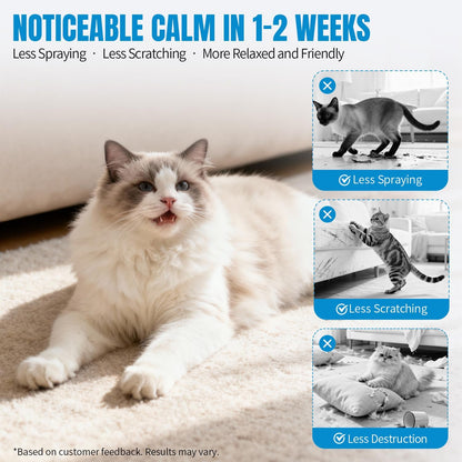 Pheromone Calming Diffuser for Cats & Dogs 3-in-1 – Reduces Anxiety Spraying Urination Fighting & Territory Marking Includes 1 Diffuser + 2 Refills
