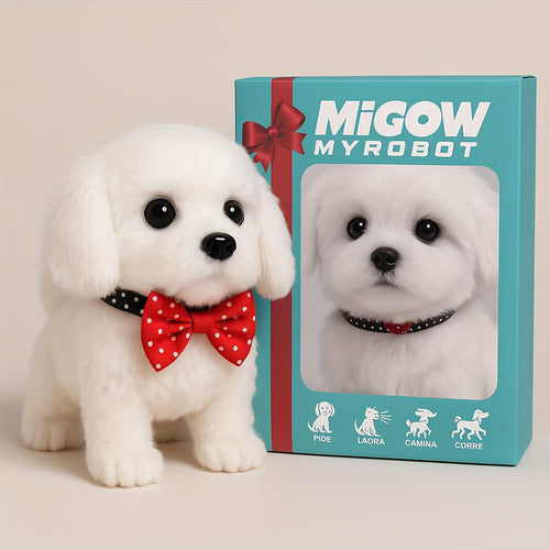 Interactive Robotic Plush White Labrador Puppy Toy Walks Barks Wags Tail Realistic Electronic Pet Dog Gift Box Kids Birthday Christmas Holiday Gift Boys Girls Ages 3 and Up