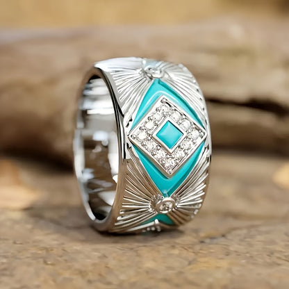 9pcs Bohemian Turquoise Stackable Ring Set for Women – Luxury Boho Multi-Element Gold Tone Synthetic Turquoise Rings, Fashion Jewelry for Daily Wear, Wedding, Engagement, Gift for Girlfriend & Lover, Sizes 6-11