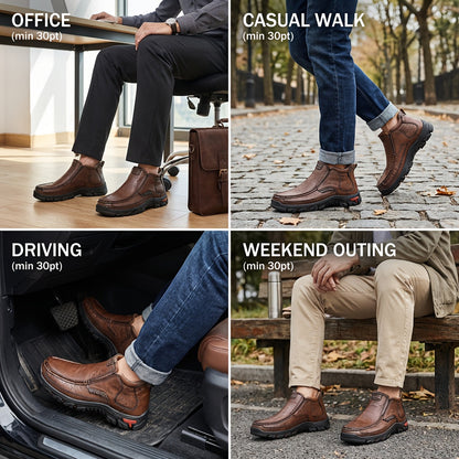 GREKS Men's Hand Stitched Slip-On Ankle Boots Casual Moccasin Chukka Loafers Non-Slip Sole for Outdoor Hiking Driving Daily Wear – Comfortable Lightweight Men's Shoes