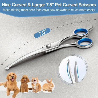 Professional Dog Grooming Scissors Set 6-in-1 – Titanium Coated 4CR Stainless Steel, Safety Round Tips, Left & Right Hand Universal, Heavy Duty Pet Grooming Shears for Dogs, Cats & All Animals