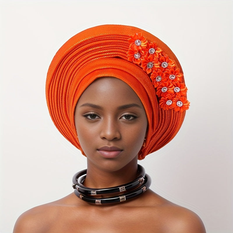 African Nigerian Gele Hat Layered Applique Headpiece Women Wedding Tea Party Fascinator Traditional Headwear 15 Colors Mother's Day Gift