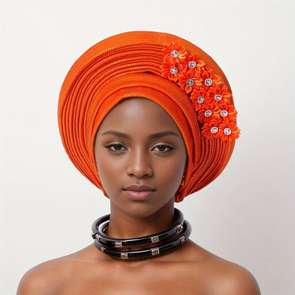 African Nigerian Gele Hat Layered Applique Headpiece Women Wedding Tea Party Fascinator Traditional Headwear 15 Colors Mother's Day Gift