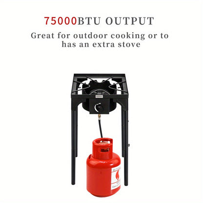 High Pressure Propane Burner Stove 100,000-225,000 BTU - Heavy Duty Cast Iron Outdoor Camp Cooker with Detachable Legs, CSA Listed Regulator, 1 or 3 Burner for Camping, Tailgating & Brewing