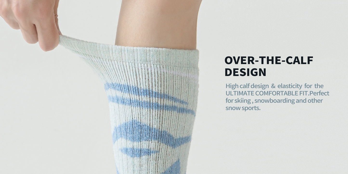 Wool Ski Socks 3 Pairs Thermal Knee High for Men & Women – Thick Warm Winter Socks for Skiing, Snowboarding & Outdoor Sports, 70% Wool, Sizes M & L, Multicolor / Dark / Snow Mountain
