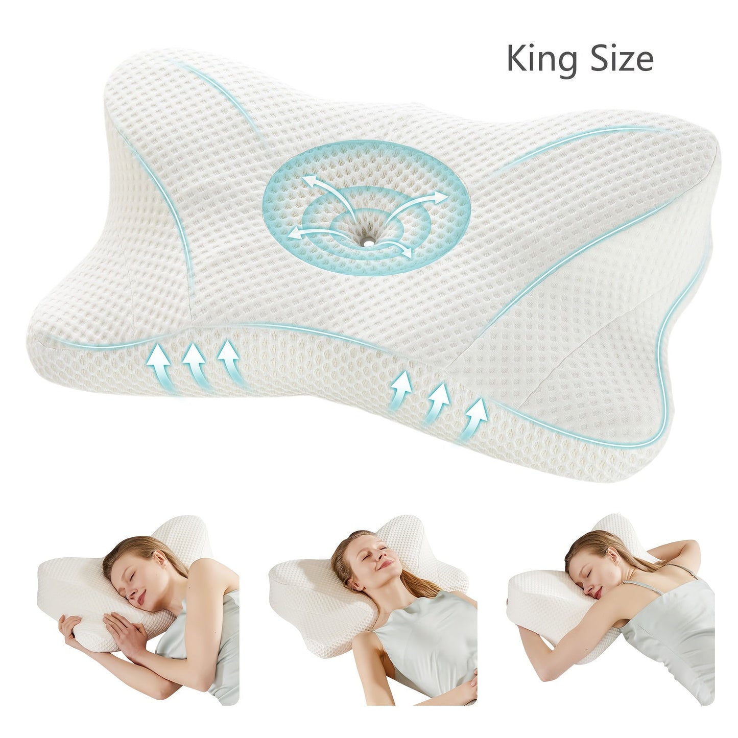 Cervical Neck Pillow Memory Foam Ergonomic Contour Pillow for Neck Pain Relief, Cooling Pillowcase Included, Orthopedic Bed Pillow for Side Back Stomach Sleepers, Shoulder & Spine Support Sleep Pillow
