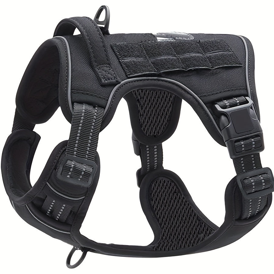 Reflective No-Pull Dog Harness with Control Handle – Military Tactical Vest for Training & Service Dogs, Sizes S-XL, Durable Polyester, Adjustable Fit for Medium & Large Dogs