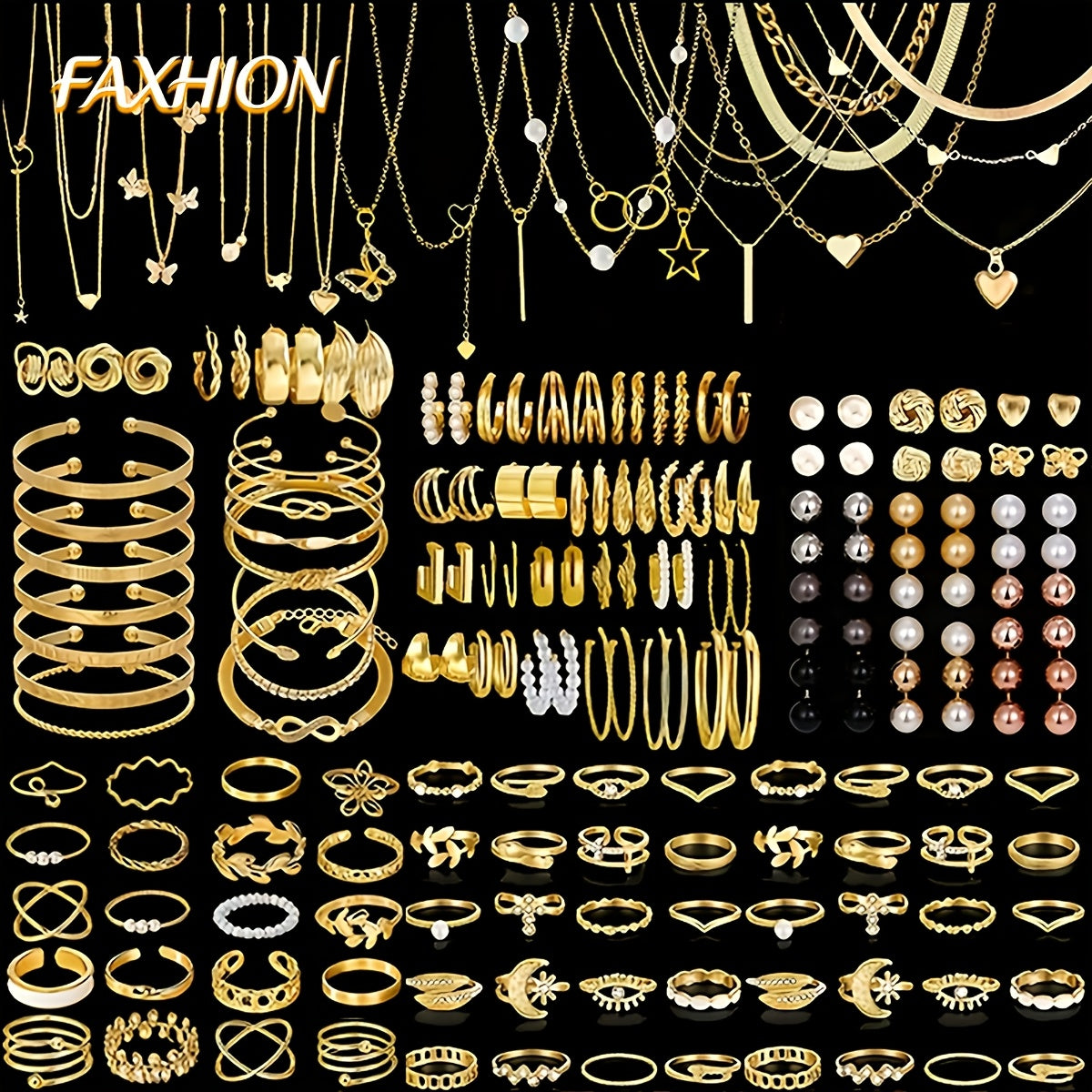 Boho Jewelry Set for Women 37-87 Pcs – Heart Twist Butterfly Earrings, Necklaces, Rings & Bangles, Minimalist Bohemian Style, Multi-Element Combo for Daily Holiday Vacation Wear
