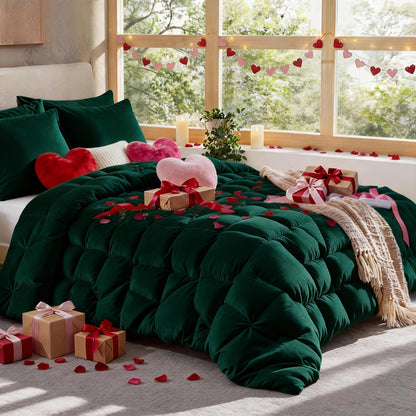 Comforter Set 7 Piece Queen King Full - Soft Microfiber Pintuck Pleated Bed in a Bag Complete Bedding Set with Comforter, Fitted Sheet, Flat Sheet & Pillowcases, All Season Home & Dorm Bedding