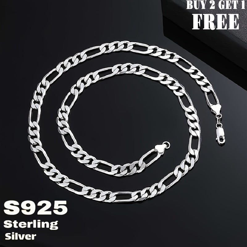 925 Sterling Silver Figaro Chain Necklace for Men & Women – 8mm Wide Bold Retro Minimalist Unisex Chain, 6.25g, Available in 20in & 24in Lengths, Gift Box Included, Birthday Anniversary Father's Day Jewelry Gift
