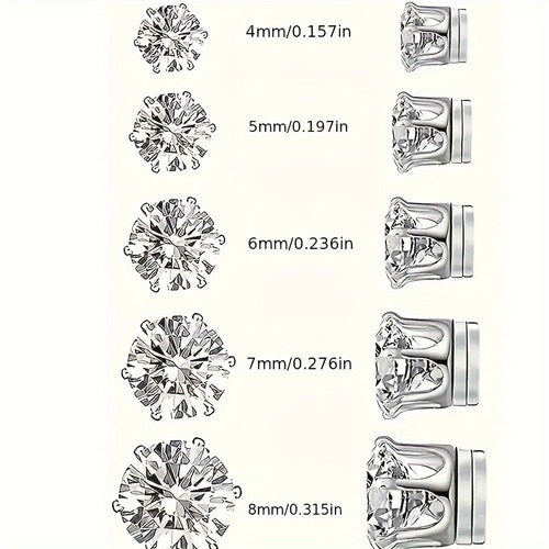 5 Pairs Clip On Earrings Set – No Piercing Needed, Sparkling Cubic Zirconia & Stainless Steel, Hypoallergenic Fashion Earrings for Women & Men, Everyday & Party Jewelry