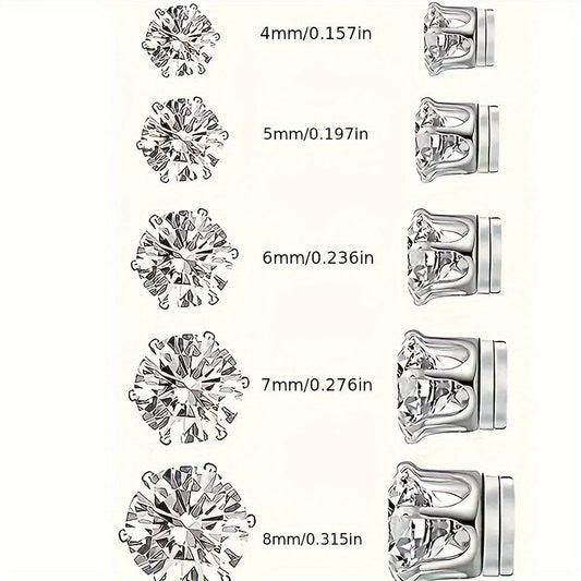 5 Pairs Clip On Earrings Set – No Piercing Needed, Sparkling Cubic Zirconia & Stainless Steel, Hypoallergenic Fashion Earrings for Women & Men, Everyday & Party Jewelry
